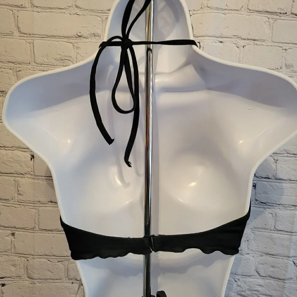 Sundazed Solid Nixie Bra Sized Ruffle Edge Halter Bikini Top